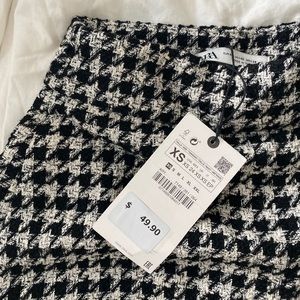 Zara Houndstooth Wide Leg Dress Pants